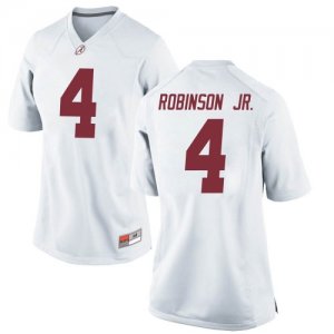 Women's Alabama Crimson Tide #4 Brian Robinson Jr. White Game NCAA College Football Jersey 2403FAYZ5